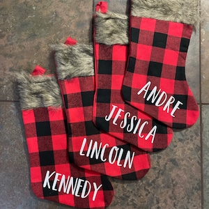 Personalized Stockings–Buffalo Plaid, Family Stockings, Christmas Gift