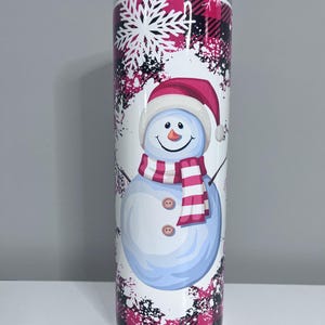 Snowman Tumbler– Buffalo Plaid, Christmas Gift, Snow, Cute Snowman