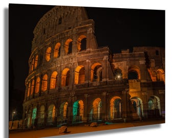 Colosseum at Night Print: Rome Italy Photography, Ancient Architecture