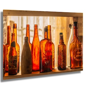 Vintage Amber Glass Bottles – Antique Collectibles with Rustic Charm