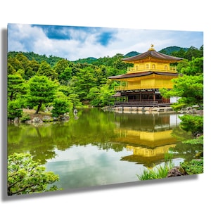 Golden Pavilion Kyoto Print: Kinkaku-ji Temple, Japanese Garden Pond Scene