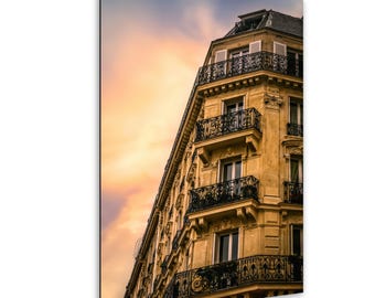 Paris Sunset Photography Print: Romantic French Balcony Architecture
