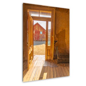 Bodie Ghost Town Print: Sunlit Doorway, Rustic California Wall Art