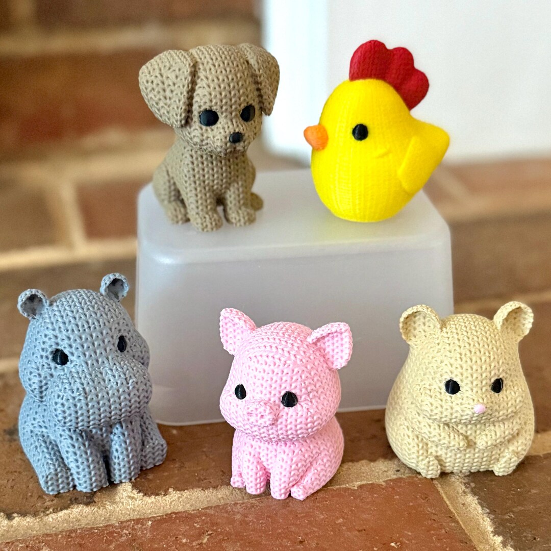 3D Printed Knit Mini Animals - Puppy Chicken Hippo Piglet Hamster - Etsy