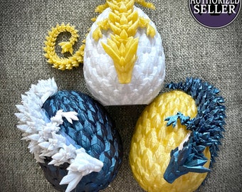 3D Printed Crystal Dragon with Egg - Fidget Sensory Stress Toy - Articulating 18” Dragon with Egg
