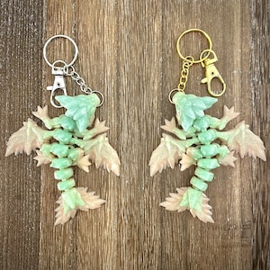 Keychain - 3D Printed Mini Crystal Dragon - Glow In The Dark