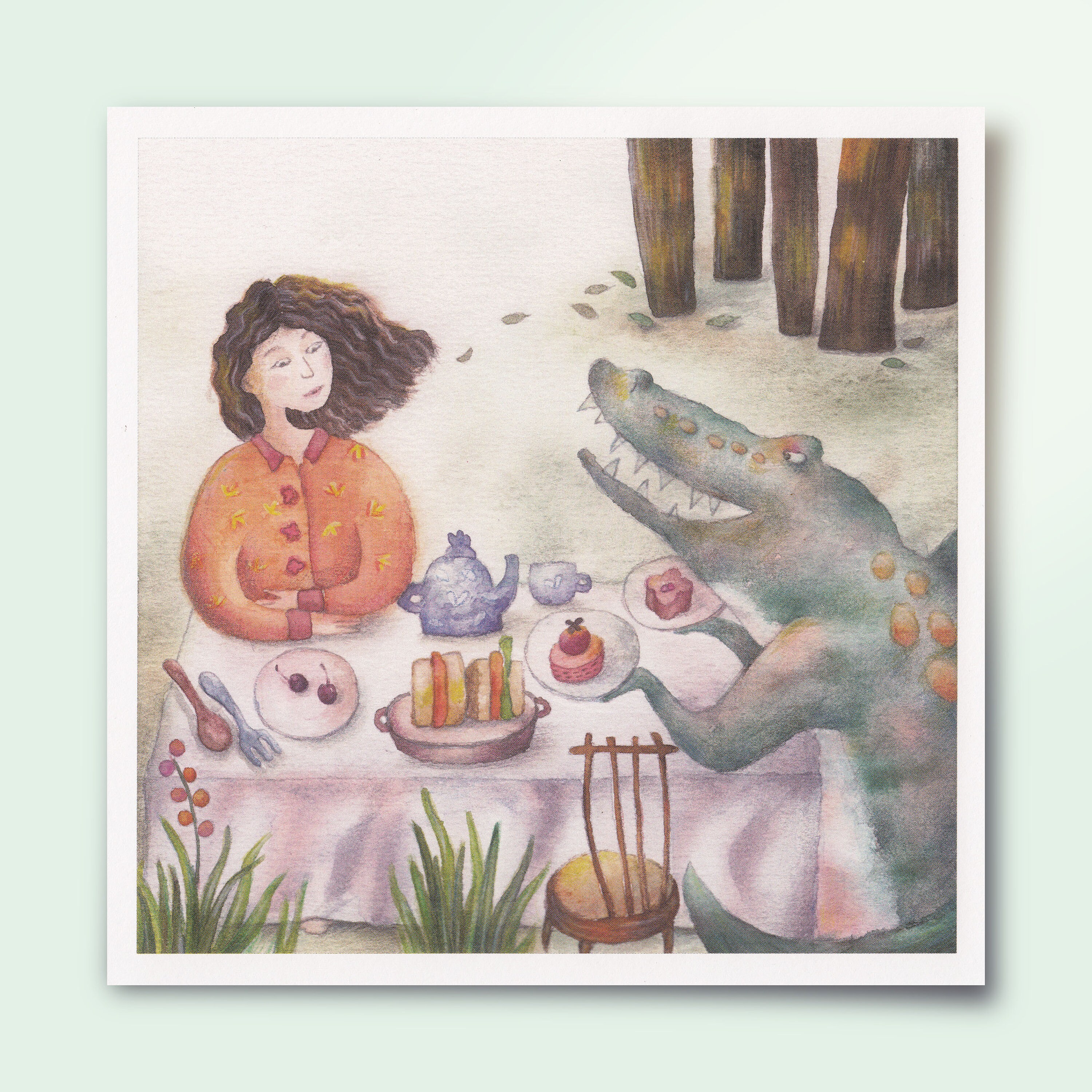 Illustration Enfant Gâteau Arts Original Décor Chambre Enfant - Salon de Thé Dans Le Bois...chez Mon