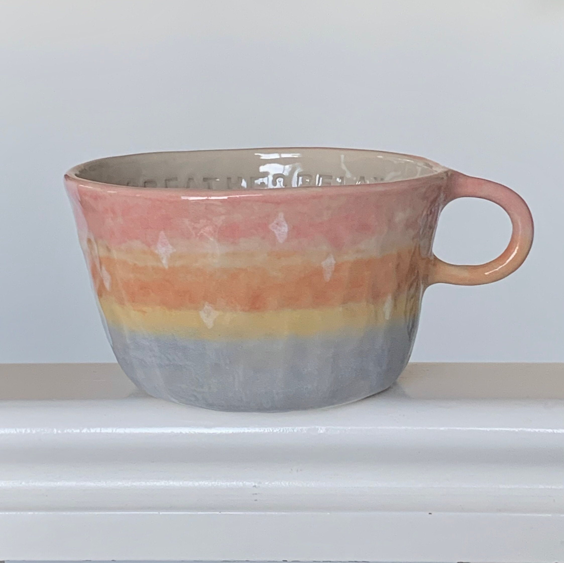 Mug en Céramique Fait à La Main avec Coucher de Soleil et Étoiles | Tasse Tasse Café Thé 350 Ml