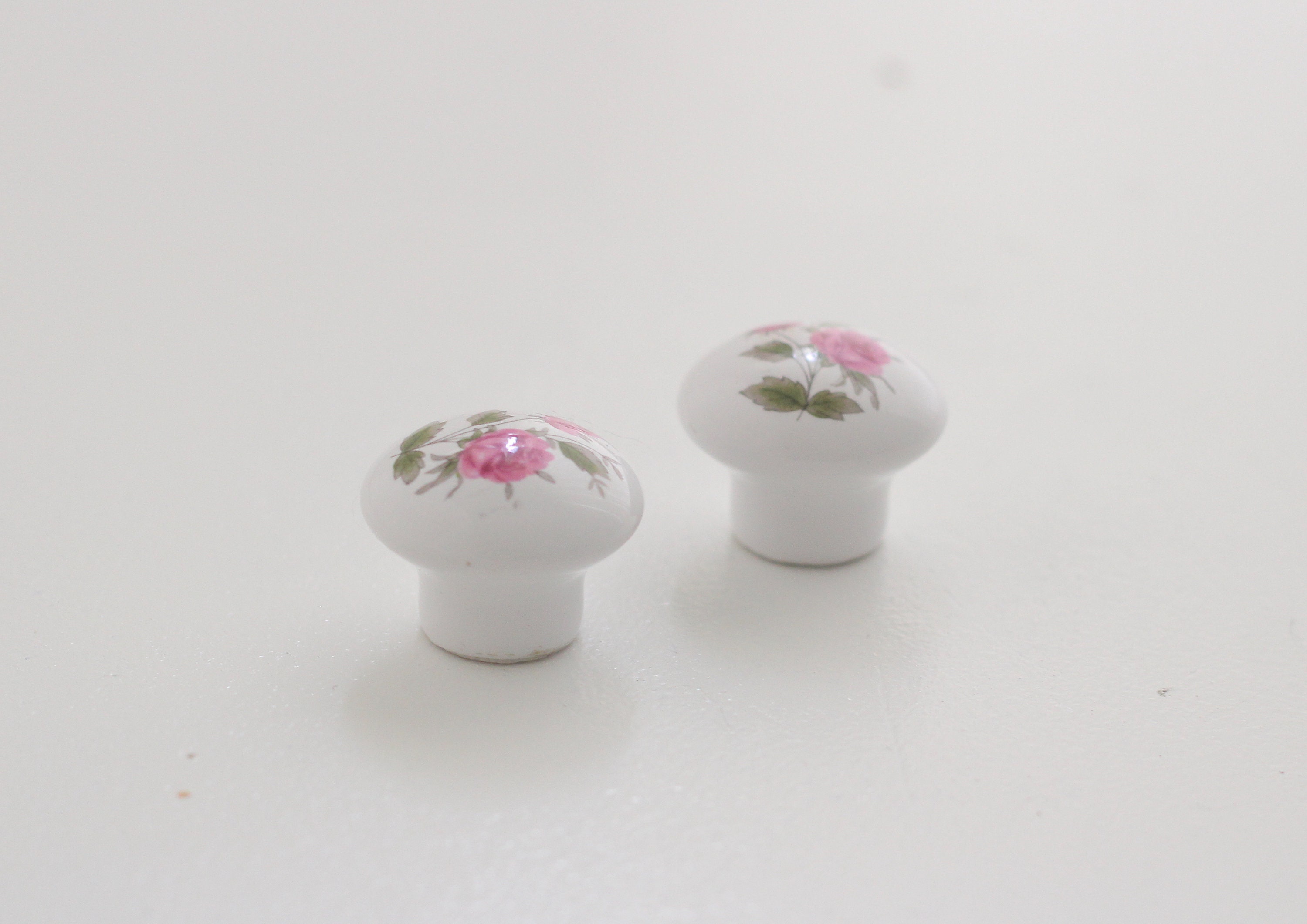 Conjunto de 2 perillas de gabinete Rosa Floral Diseño Cerámico | Etsy