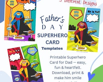 Printable Super Dad Card: Father's Day Superhero Greeting (Digital Download, PDF File)
