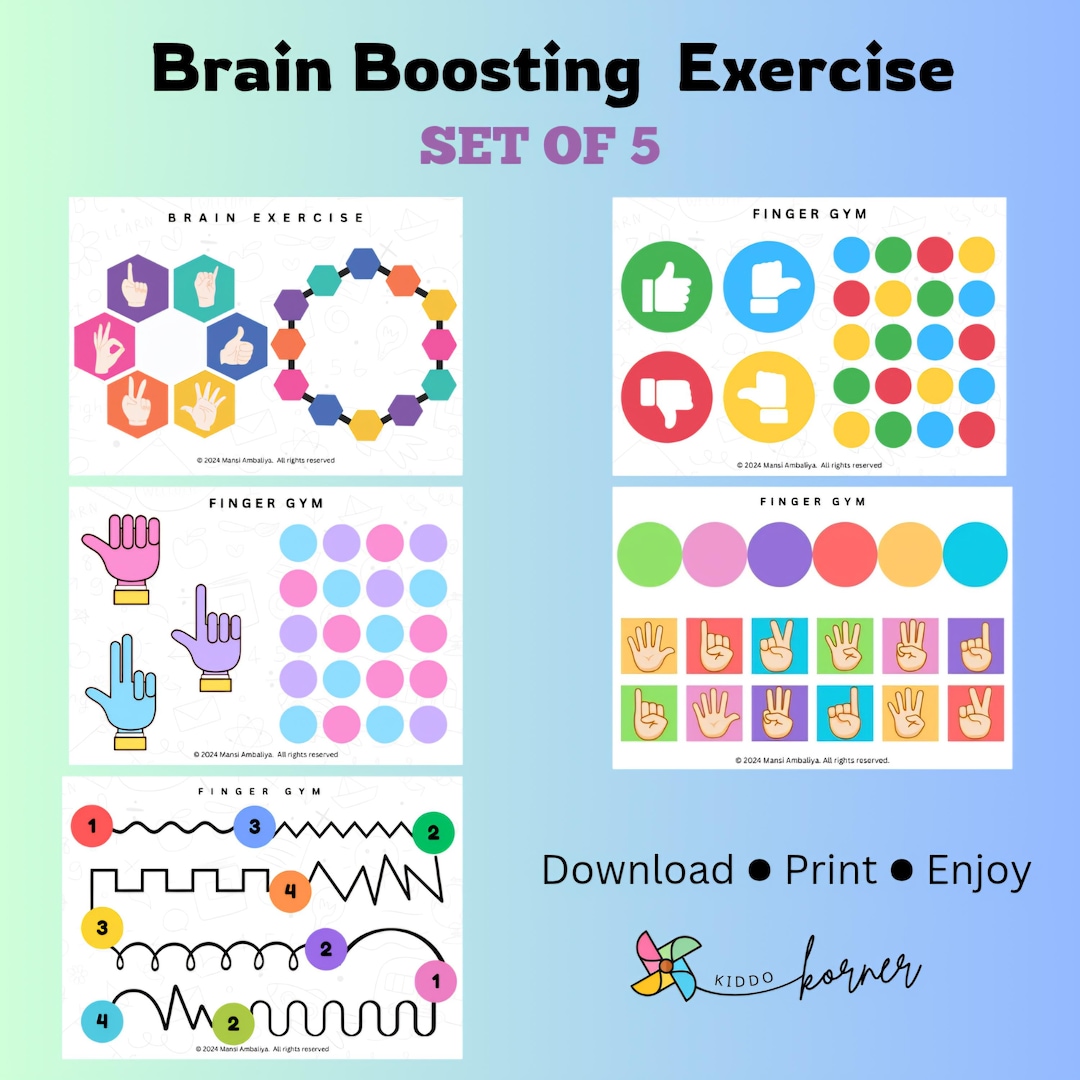 Brain Gym Printable Worksheets | Fun Brain Exercises for Kids | Finger ...