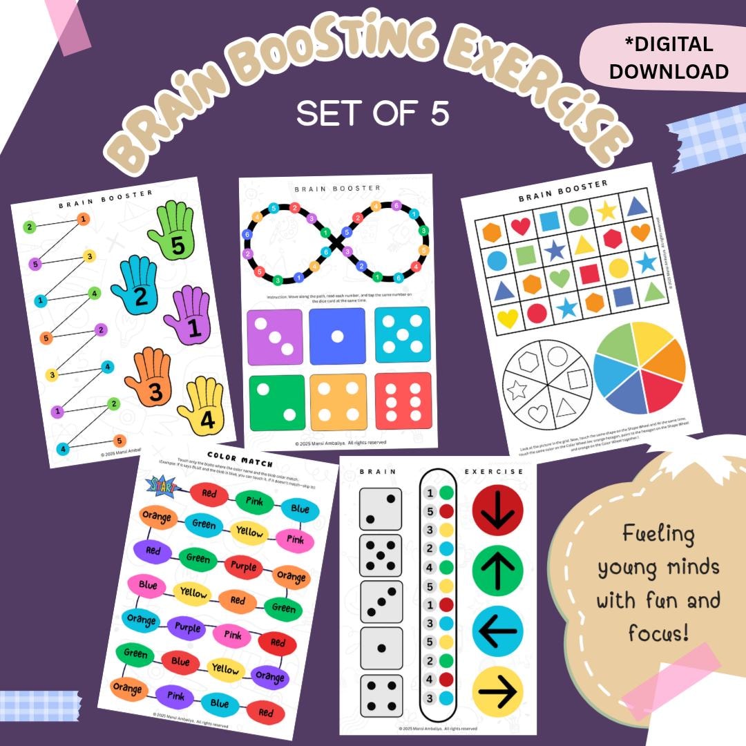 Kids Brain Gym Printable Colour Recognition and Fine Motor Skills ...