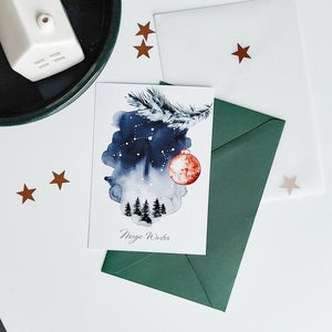 Carte de Noël, carte d'hiver, carte de joyeuses fêtes.