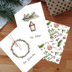 3er-Set Aquarell Weihnachtskarten, Weihnachtskarten-Set, minimalistische Weihnachtskarte, Boho Weihnachtsset