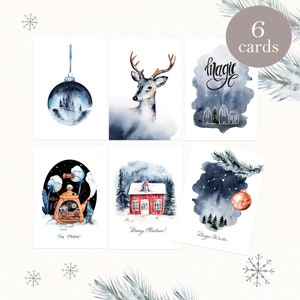 Weihnachtskartenset, 6er Set, Weihnachtskartenset, handgemachtes Kartenset