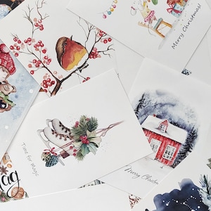 10 Winter und Merry Christmas Karten, Überraschungskarten, Urlaubskarten Set.