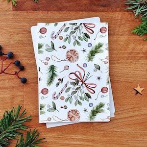 Saison hivernale aquarelle, carte postale de Noël A6, cartes postales de vacances aquarelles, météo des pulls, saison douillette
