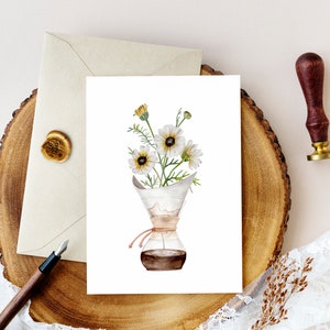 Watercolor Poster, Coffee and Flowers, Coffee Wall Art, Coffee Gift, Coffee Stains, Watercolor Coffee, Kitchen Art Print, image 5