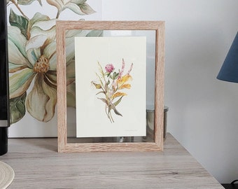 Flower meadow card, spring flowers picture, Living room flowers art, vintage floral art print, DIN A5