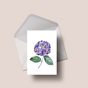 Carte Aquarelle avec hortensia. Carte florale printanière