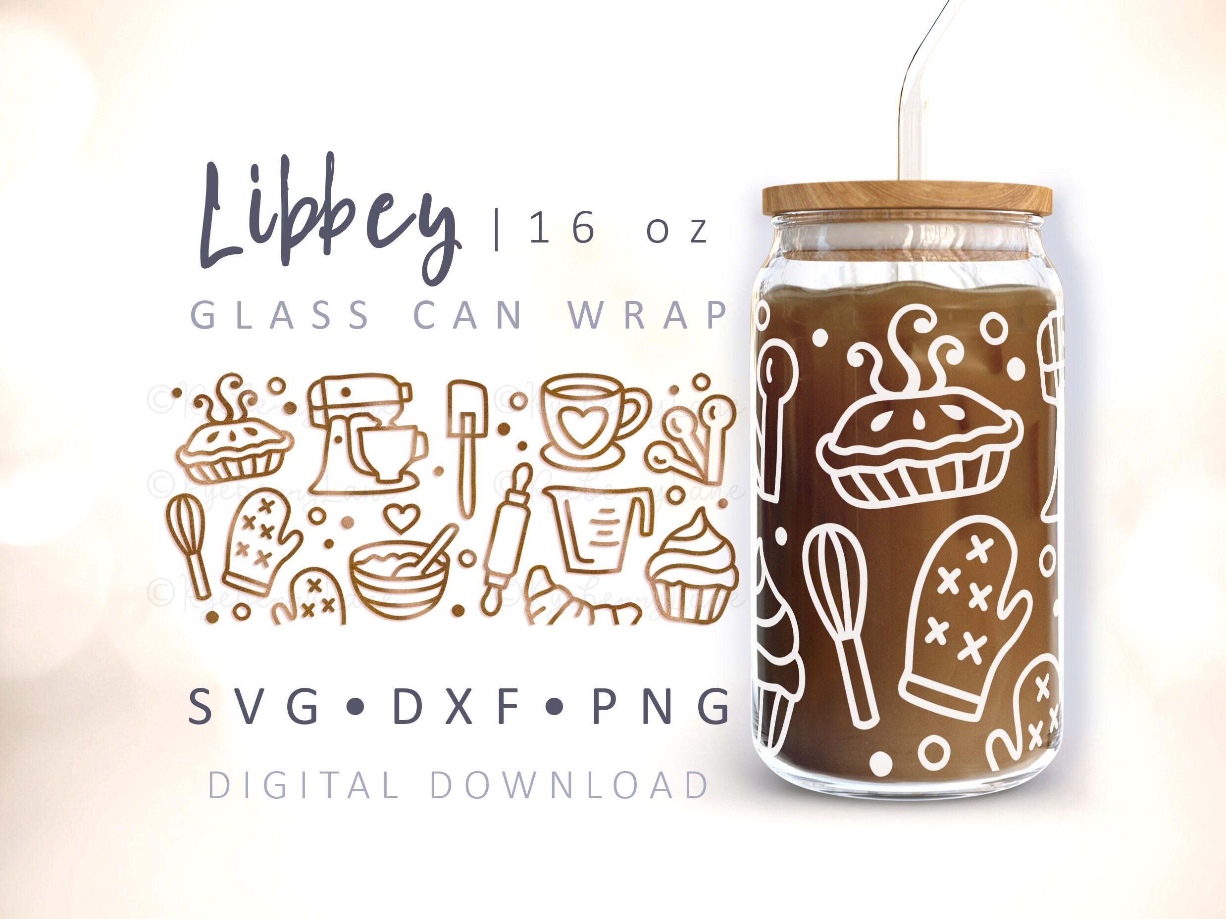 16 oz Fall Doodles Glass Cup