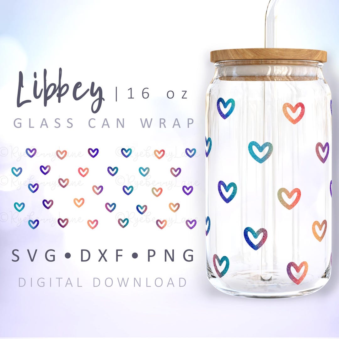 Boho Hearts Glass Wrap SVG Hearts Can Glass Cup SVG Hearts Can Wrap 16 ...