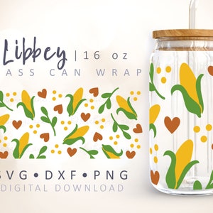 Corn Can Glass Wrap SVG Corn Juice Can Glass Cup SVG Corn Wrap 16 oz Libbey Can Glass SVG Autumn Cut File for Cricut Silhouette Fall Wrap