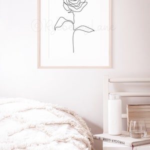 Rose Line Art Print Rose Print Continuous Line Art Drawing - Etsy