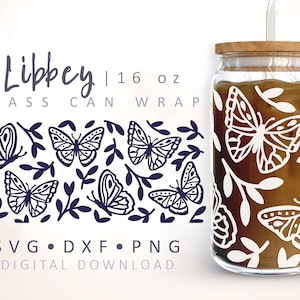 Schmetterlinge können Glas wickeln SVG-Schmetterlinge können Glas SVG-Glas-Cup SVG-Schmetterlinge können wickeln Libbey SVG