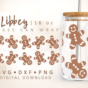 Lebkuchendose Glas Wrap SVG Weihnachtsdose Glasschale Weihnachten Libbey kann wickeln Voll 16 oz Libbey Dose Glas SVG Cricut Cut Datei Silhouette