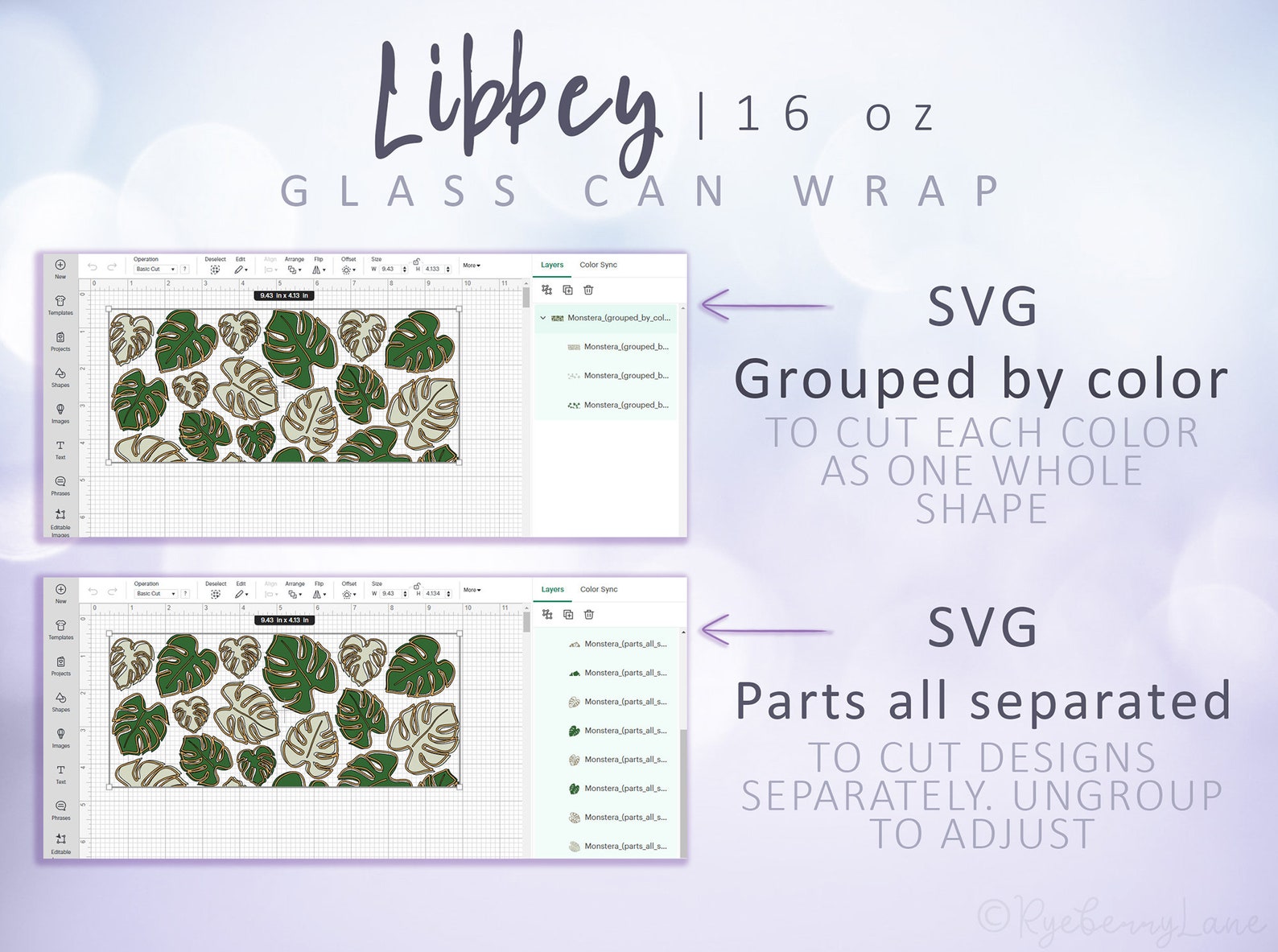Monstera Can Glass Wrap SVG Boho Glass Can SVG Green Tropical Leaves ...