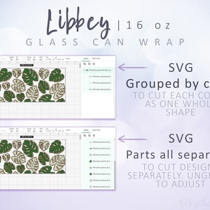 Monstera Can Glass Wrap SVG Boho Glass Can SVG Green Tropical Leaves ...