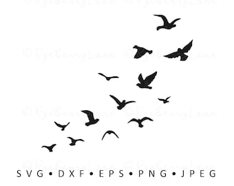 Birds SVG Birds Flying SVG Flying Birds Vector Birds Clipart Flock Svg Cut File for Cricut Silhouette DXF Commercial Use Instant Download