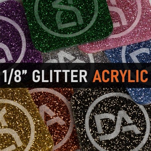 Glitter Acrylic Laser Blanks for GlowForge | COLORED Cast Acrylic Sheets for Laser Cutting and Engraving