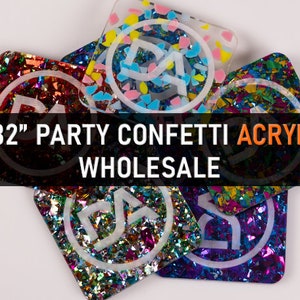 Party Confetti Cast Acrylic Sheets, Plexiglass Sheets, Glowforge CNC DIY Laser Cutting+, MULTICOLORED