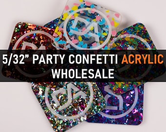 Party Confetti Cast Acrylic Sheets, Plexiglass Sheets, Glowforge CNC DIY Laser Cutting+, MULTICOLORED
