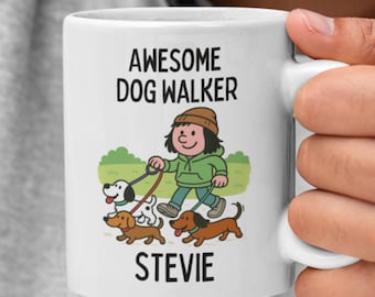 Personalized Dog Walker Mug: Custom Name Gift - 11oz/15oz