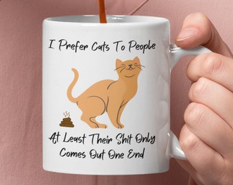 Cat Person Mug, Prefer Cats to People, Rude Cat Lover Gift