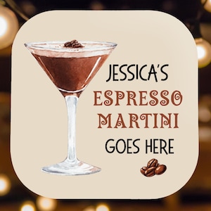 Personalised Espresso Martini Coaster, Coffee Cocktail, Espresso Martini Lover, Summer Drinks, Drink Mat, Cocktail Lover, Girl&#39;s Night In