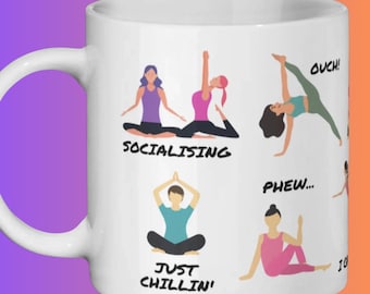 Tazza da caffè con divertenti posizioni yoga - Regalo per gli amanti dello yoga