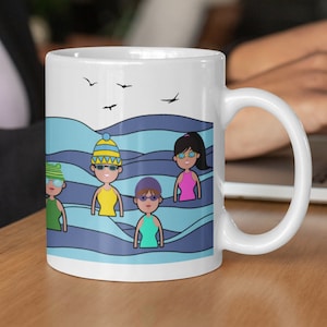 Wild Swimmer Mug, Open Water Swimming Gift, Cold Water Swim Mug, No Knickers, Dry Robe Gang, Swim Buddy Gift