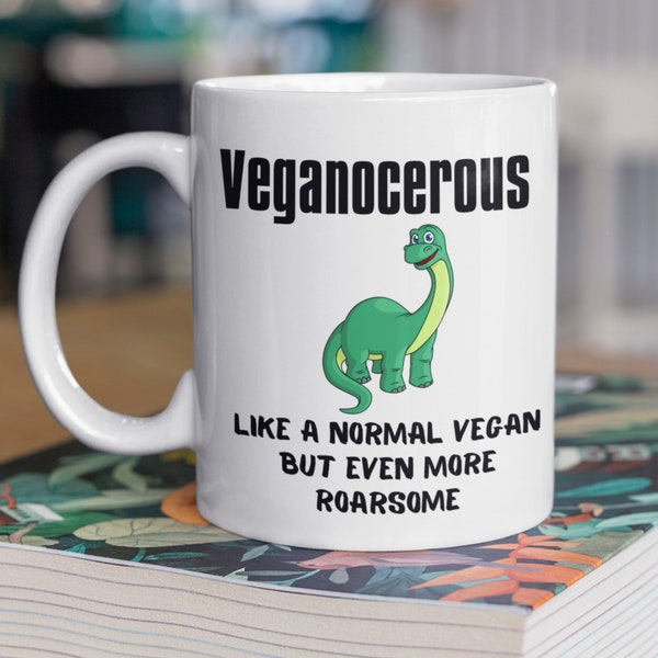 Vegan Mug Gift, Gift For Vegan, More Roarsome, Cute Dinosaur Vegan Gift, Funny Vegan Present, Vegan Gifts, Vegan Coffee Cup, Veganuary Mug