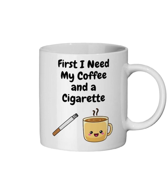 Funny Coffee Smoker Ceramic Mug, Novelty Office Gift