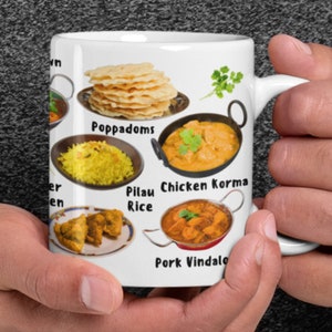 Curry Lovers Mug, Dhansak, Vindaloo, Naan Bread, Favourite Curries, BIR Lover, Restaurant Curry, Takeaway Curry Gift, Vindaloo, Spices