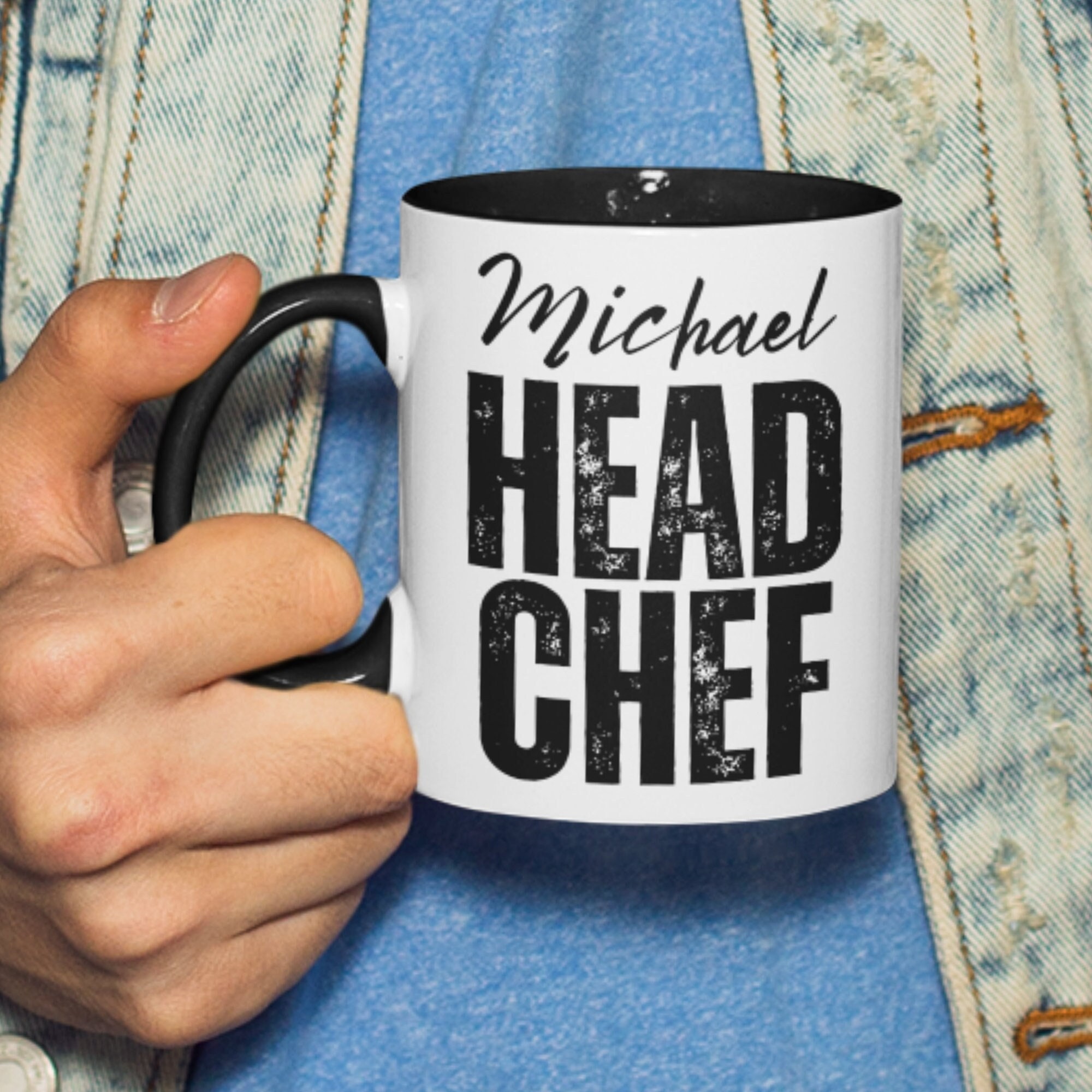 Personalised HEAD CHEF MUG, Fun Mug For The Chef or Cook In Your Life, Two Toned Ceramic Mug Gift for Him, Gift For Her,  Unique Funny Mug