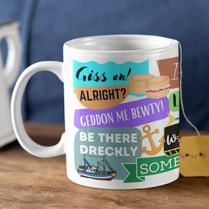 Caneca com ditados da Cornualha – Presente engraçado com dialeto da Cornualha