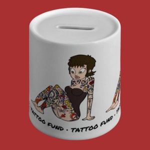 Tattoo Fund Money Box, Tattoo Gifts, Inked, Ceramic Money Box, Money Savings Pot, Gift For Tattoo Lover, Gift for Her, Birthday, Christmas