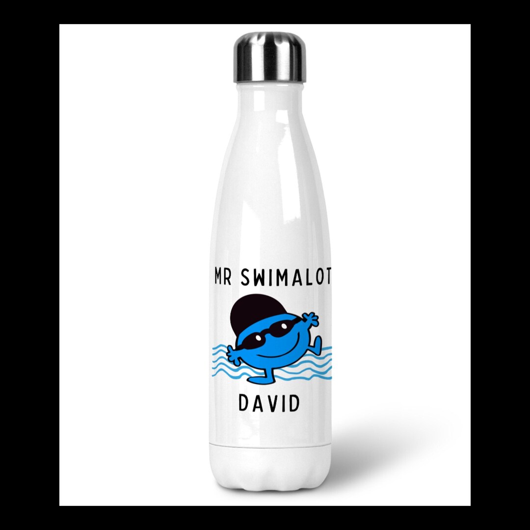 Personalized Swimming Stainless Steel Drinks Bottle Mr Swimalot Gift personalized-swimming-stainless-steel-drinks-bottle-mr-swimalot-gift