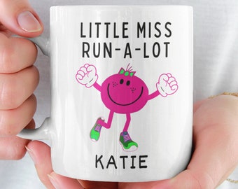 Personalised Runner Mug, Little Miss Run-a-Lot, Fun Mug for Woman Runner, Running Gift for Her, Funny Running Present, Running Mum, Park Run