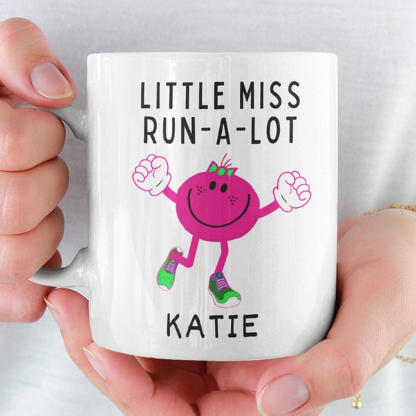 Personalised Runner Mug, Little Miss Run-a-Lot, Fun Mug for Woman Runner, Running Gift for Her, Funny Running Present, Running Mum, Park Run